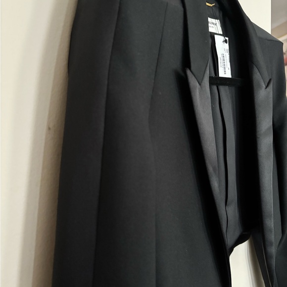 Saint Laurent Black Cropped Blazer with Satin Lapels and Tuxedo Strip - Picture 9 of 9